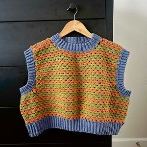 Handmade Custom Crochet Sweater Vest - New - Size XL/2XL